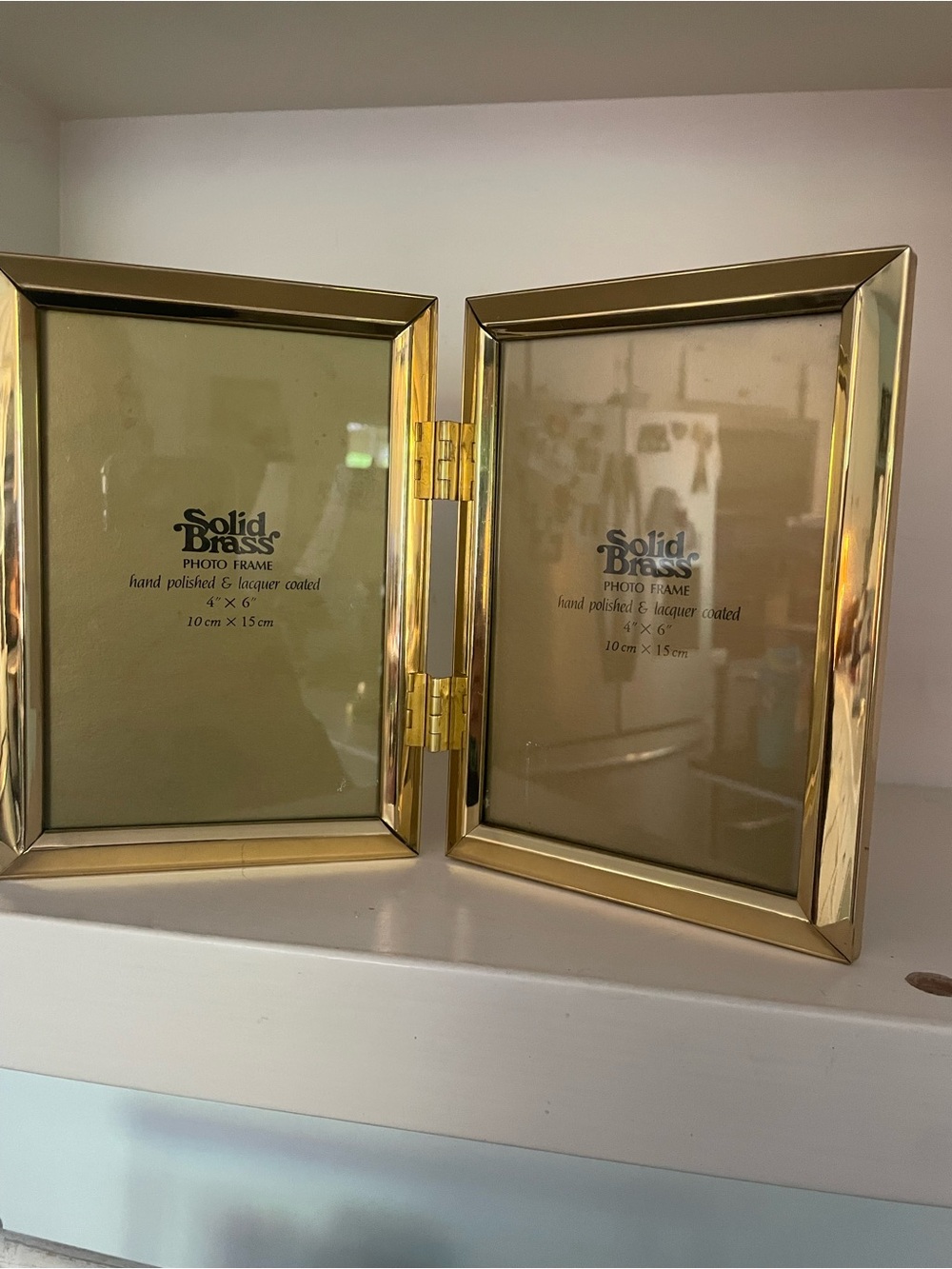 Vintage Solid Brass Double Hinged 4x6 Photo Frame Folding Desk Frame
